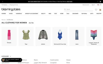 Bloomingdale's website screenshot
