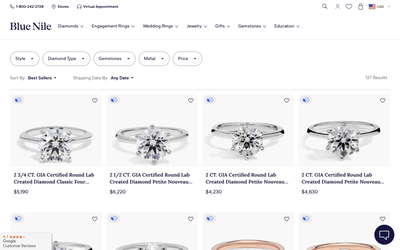 Blue Nile website screenshot