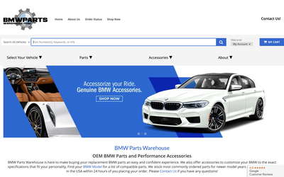 BMW Parts Warehouse website screenshot