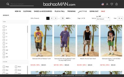 boohooMAN website screenshot