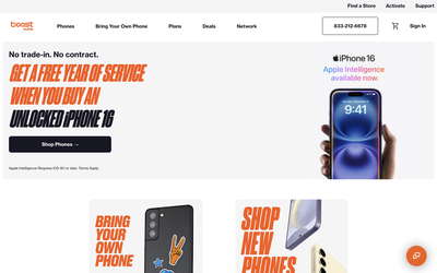 Boost Mobile website screenshot