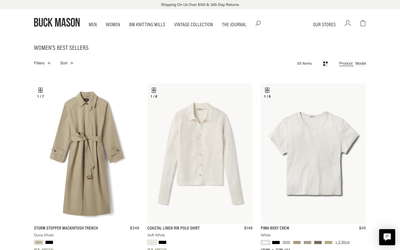 Buck Mason website screenshot
