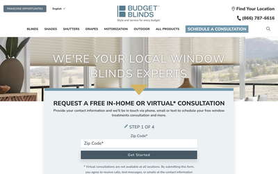 Budget Blinds website screenshot