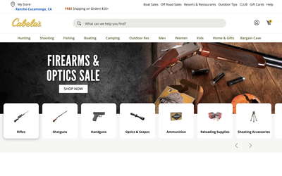 Cabela's website screenshot