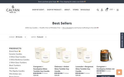 Calyan Wax Co. website screenshot