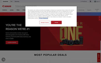 Canon USA website screenshot