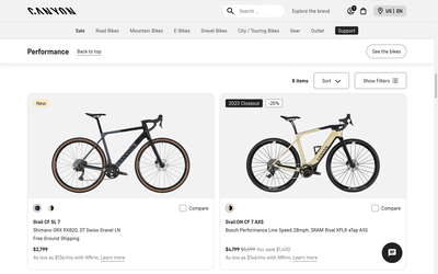 Canyon Bicycles website screenshot