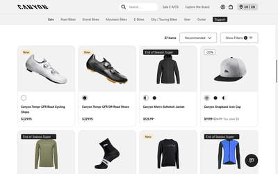 Canyon Bicycles website screenshot