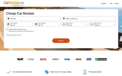 CarRentals.com website screenshot