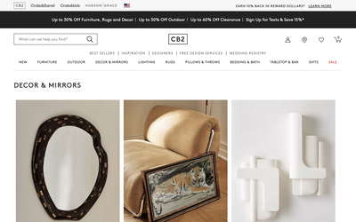 CB2 website screenshot