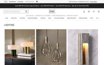 CB2 website screenshot