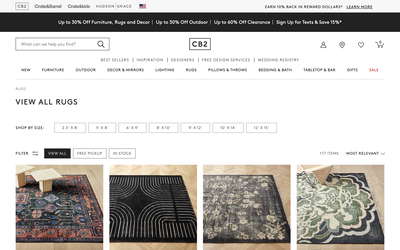 CB2 website screenshot