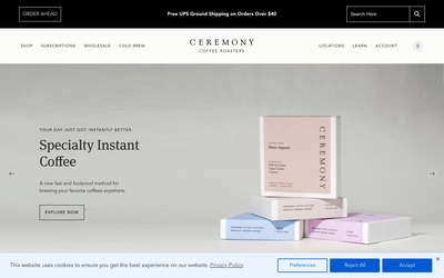 Ceremony Coffee Roasters website screenshot