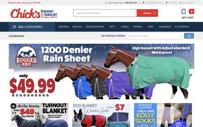 Chicks Discount Saddlery website screenshot