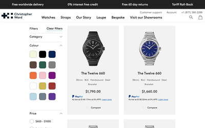 Christopher Ward website screenshot