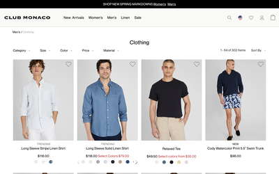 Club Monaco website screenshot