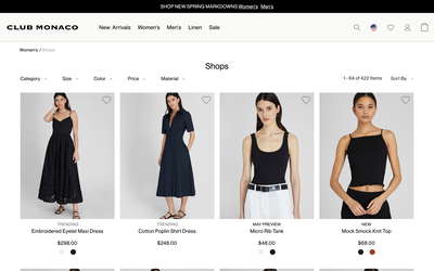 Club Monaco website screenshot