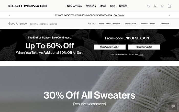 Club Monaco screenshot