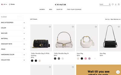 Coach website screenshot