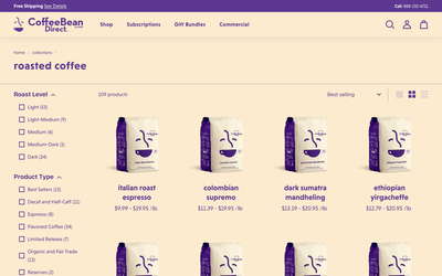 Coffee Bean Direct website screenshot