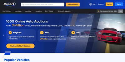 Copart website screenshot