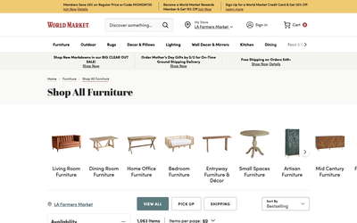 World Market website screenshot