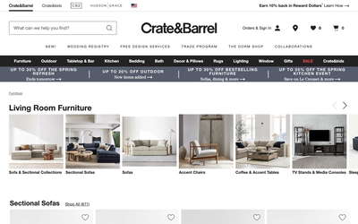 Crate and Barrel website screenshot