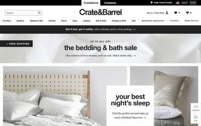 Crate and Barrel website screenshot