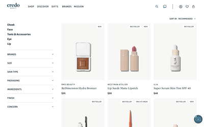 Credo Beauty website screenshot