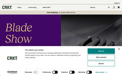 CRKT (Columbia River Knife & Tool) website screenshot