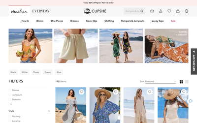 Cupshe website screenshot