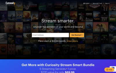 Curiosity Stream website screenshot