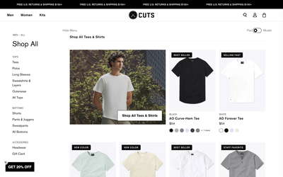Cuts Clothing website screenshot