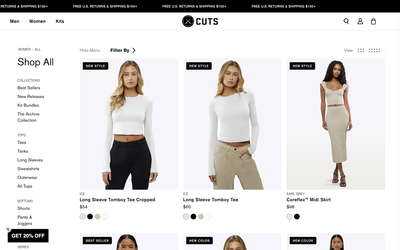 Cuts Clothing website screenshot