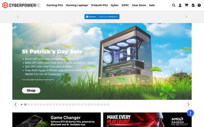 CyberPowerPC website screenshot