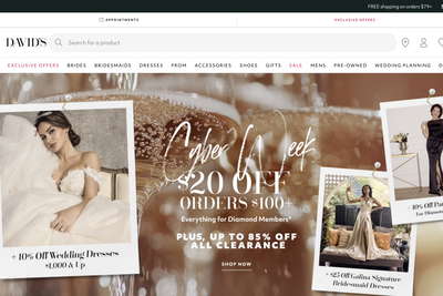 David's Bridal website screenshot