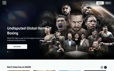 DAZN website screenshot