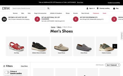DSW website screenshot