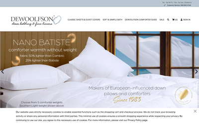 DeWoolfson Linens website screenshot