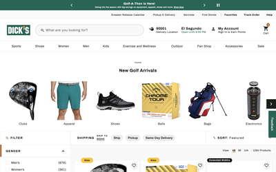 Dick’s Sporting Goods website screenshot