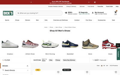 Dick’s Sporting Goods website screenshot