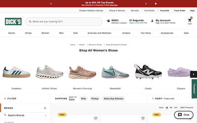 Dick’s Sporting Goods website screenshot