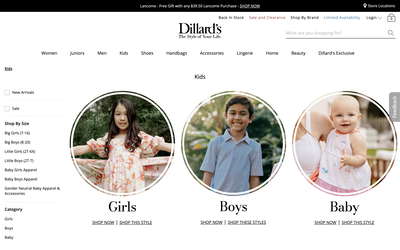 Dillard's website screenshot
