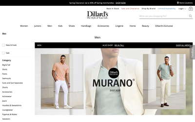 Dillard's website screenshot