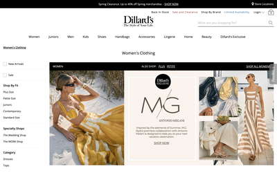 Dillard's website screenshot
