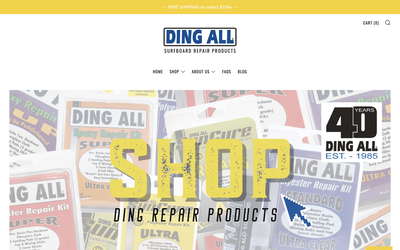 Ding All Surf Products website screenshot