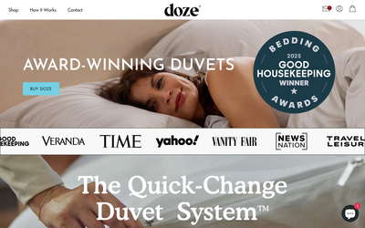 Doze Bedding website screenshot