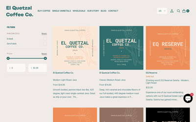 El Quetzal Coffee Co. website screenshot
