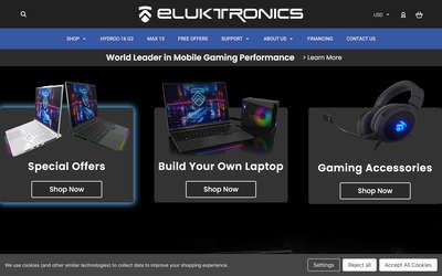 Eluktronics website screenshot