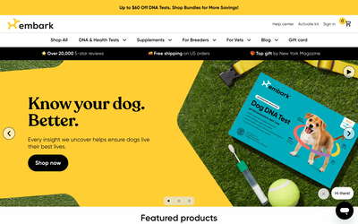 Embark Veterinary website screenshot